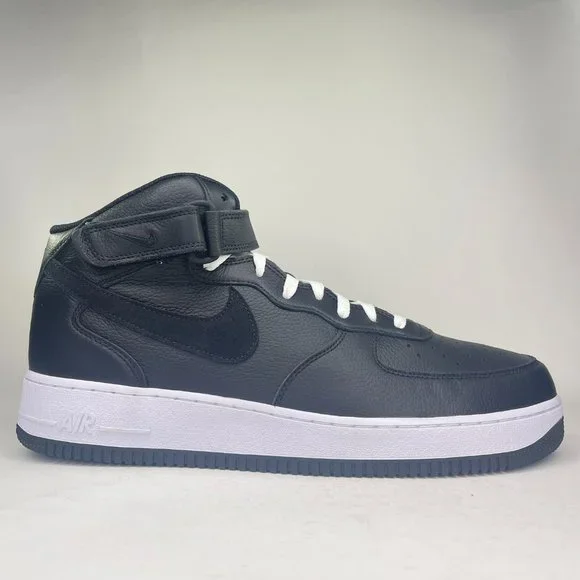 Nike Mens Air Force Mid Id By You Custom Black White Shoes Size